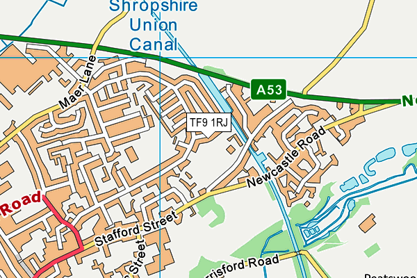 TF9 1RJ map - OS VectorMap District (Ordnance Survey)