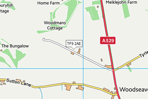 TF9 2AE map - OS VectorMap District (Ordnance Survey)