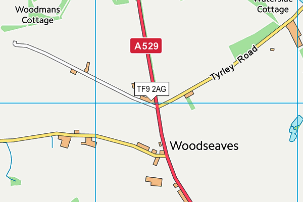 TF9 2AG map - OS VectorMap District (Ordnance Survey)