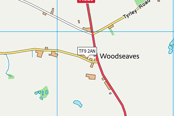 TF9 2AN map - OS VectorMap District (Ordnance Survey)