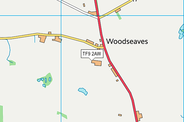 TF9 2AW map - OS VectorMap District (Ordnance Survey)