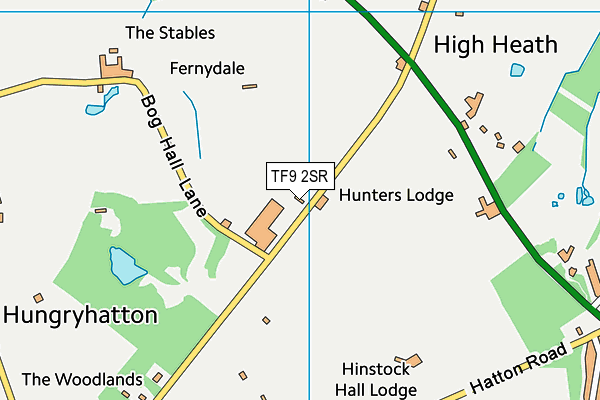 TF9 2SR map - OS VectorMap District (Ordnance Survey)