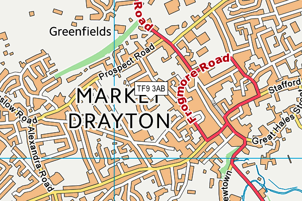 TF9 3AB map - OS VectorMap District (Ordnance Survey)