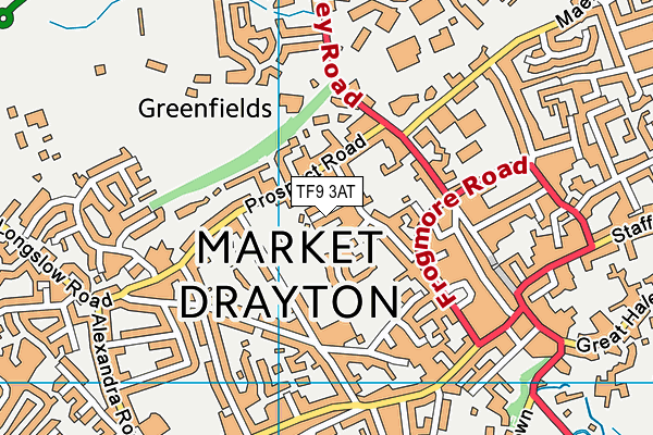 TF9 3AT map - OS VectorMap District (Ordnance Survey)