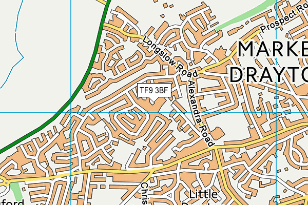 TF9 3BF map - OS VectorMap District (Ordnance Survey)