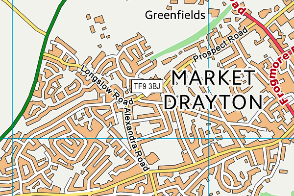 TF9 3BJ map - OS VectorMap District (Ordnance Survey)