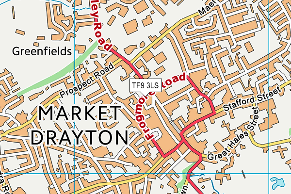 TF9 3LS map - OS VectorMap District (Ordnance Survey)