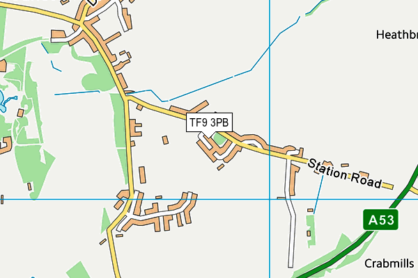 TF9 3PB map - OS VectorMap District (Ordnance Survey)