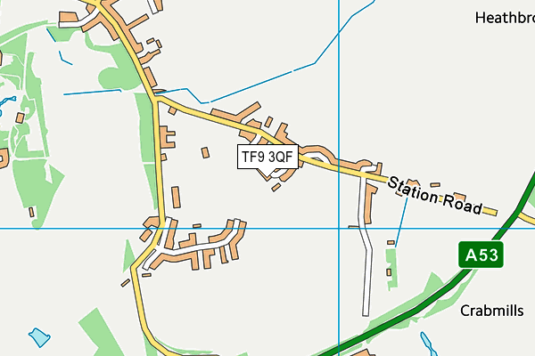 TF9 3QF map - OS VectorMap District (Ordnance Survey)