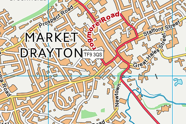 TF9 3QS map - OS VectorMap District (Ordnance Survey)