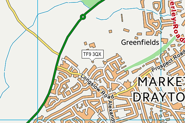 TF9 3QX map - OS VectorMap District (Ordnance Survey)