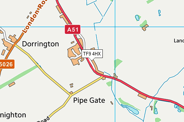 Map of PARK FARM (PIPE GATE) LIMITED at district scale