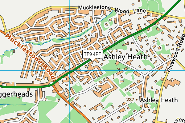 TF9 4PF map - OS VectorMap District (Ordnance Survey)