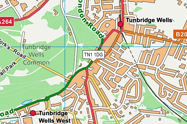 TN1 1DG map - OS VectorMap District (Ordnance Survey)