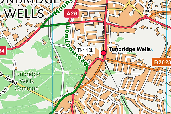 Tunbridge Wells Squash Club map (TN1 1DL) - OS VectorMap District (Ordnance Survey)