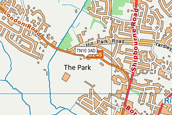 Tonbridge School Centre map (TN10 3AD) - OS VectorMap District (Ordnance Survey)