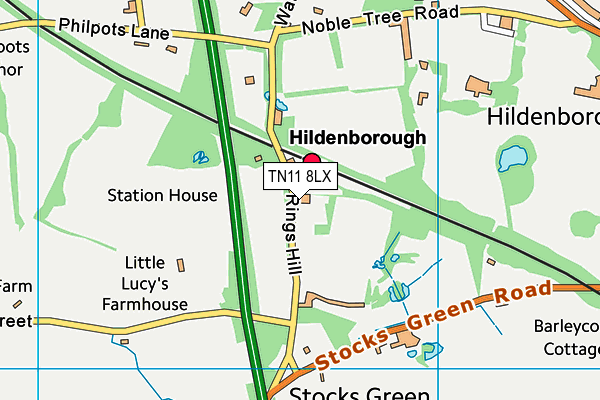 Hilden Health & Fitness Club (Tonbridge) map (TN11 8LX) - OS VectorMap District (Ordnance Survey)