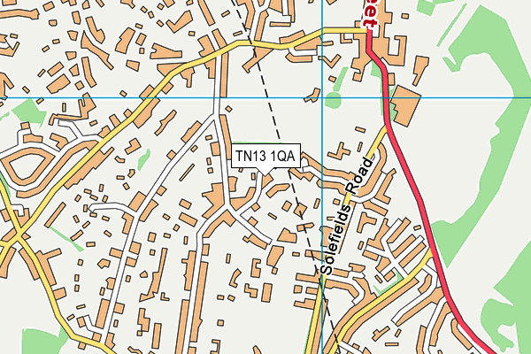 TN13 1QA map - OS VectorMap District (Ordnance Survey)
