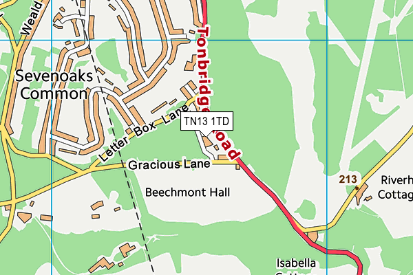 TN13 1TD map - OS VectorMap District (Ordnance Survey)
