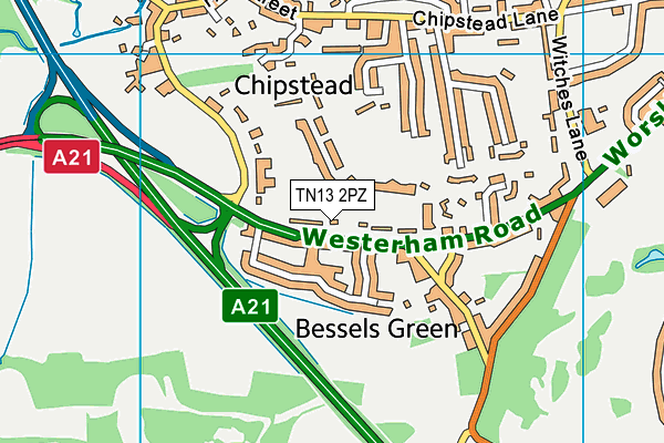 TN13 2PZ map - OS VectorMap District (Ordnance Survey)