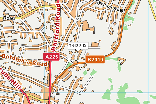 Sevenoaks Indoor Bowls Club Ltd map (TN13 3UX) - OS VectorMap District (Ordnance Survey)