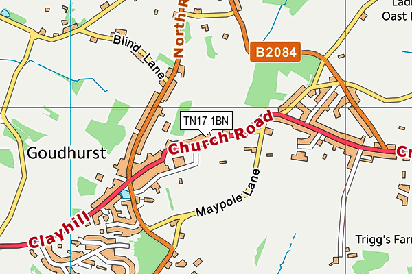 Glebe Field (Goudhurst) map (TN17 1BN) - OS VectorMap District (Ordnance Survey)