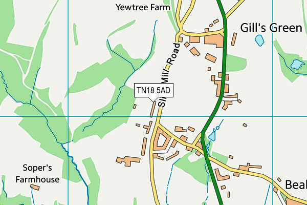 TN18 5AD map - OS VectorMap District (Ordnance Survey)