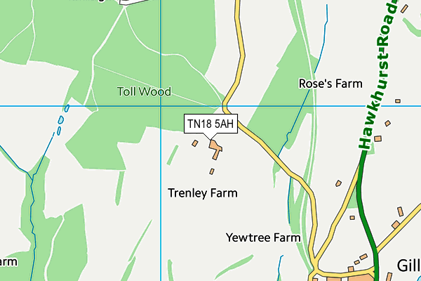 TN18 5AH map - OS VectorMap District (Ordnance Survey)