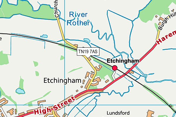 TN19 7AS map - OS VectorMap District (Ordnance Survey)