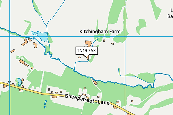 TN19 7AX map - OS VectorMap District (Ordnance Survey)