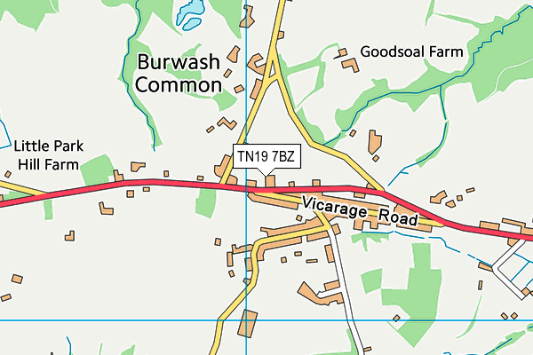 TN19 7BZ map - OS VectorMap District (Ordnance Survey)