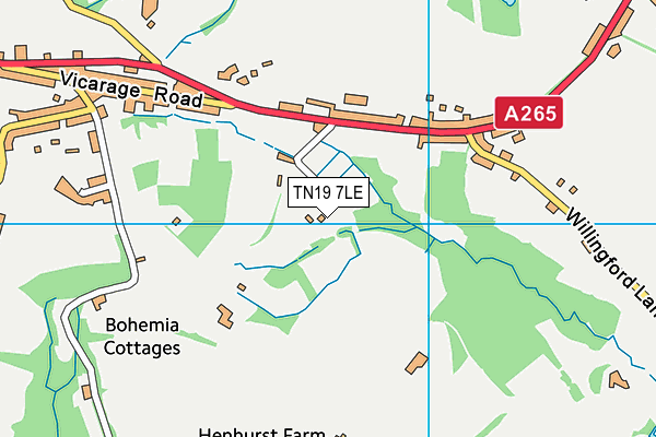 TN19 7LE map - OS VectorMap District (Ordnance Survey)