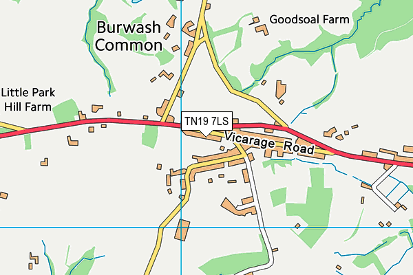 TN19 7LS map - OS VectorMap District (Ordnance Survey)