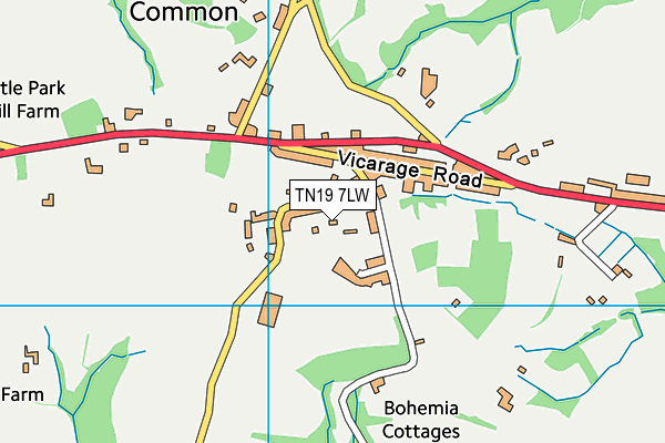 TN19 7LW map - OS VectorMap District (Ordnance Survey)