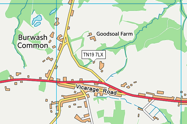 TN19 7LX map - OS VectorMap District (Ordnance Survey)