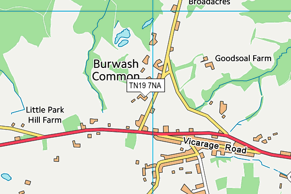 TN19 7NA map - OS VectorMap District (Ordnance Survey)