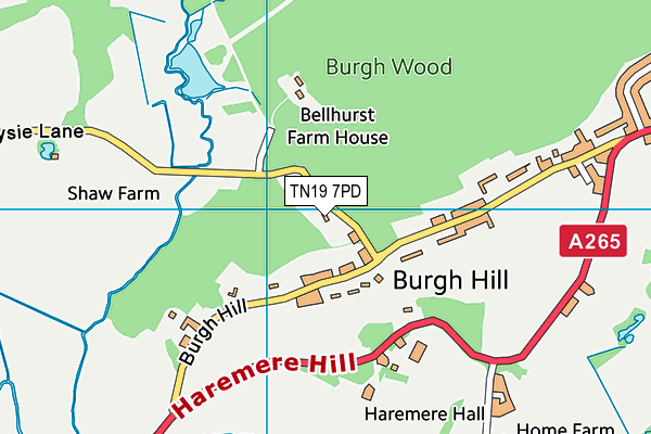 TN19 7PD map - OS VectorMap District (Ordnance Survey)