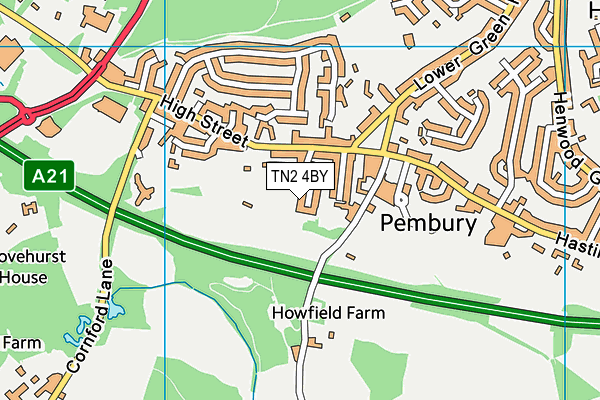 TN2 4BY map - OS VectorMap District (Ordnance Survey)