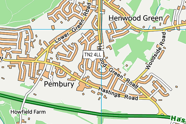 TN2 4LL map - OS VectorMap District (Ordnance Survey)