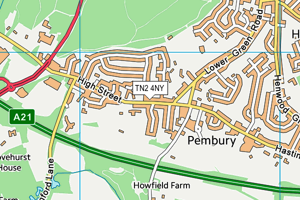 TN2 4NY map - OS VectorMap District (Ordnance Survey)