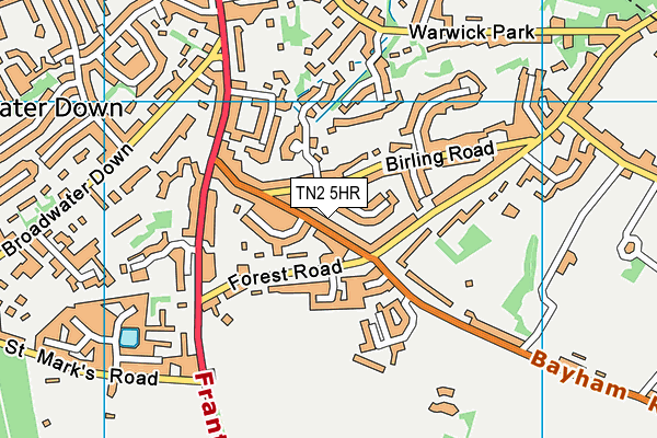 TN2 5HR map - OS VectorMap District (Ordnance Survey)