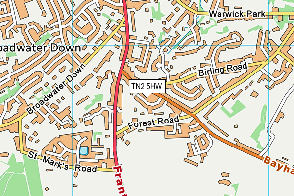 TN2 5HW map - OS VectorMap District (Ordnance Survey)