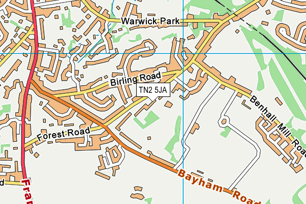TN2 5JA map - OS VectorMap District (Ordnance Survey)