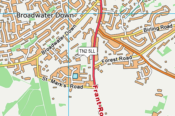 TN2 5LL map - OS VectorMap District (Ordnance Survey)