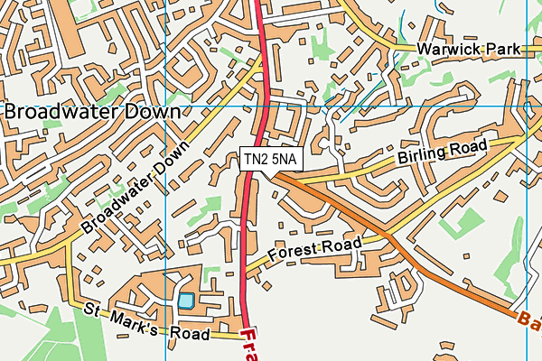 TN2 5NA map - OS VectorMap District (Ordnance Survey)