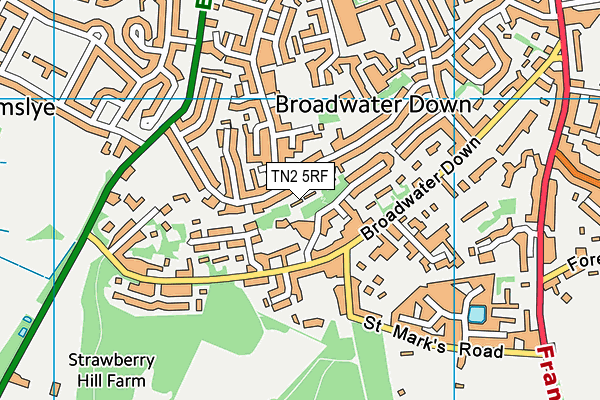 TN2 5RF map - OS VectorMap District (Ordnance Survey)