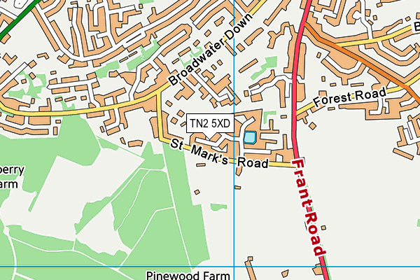 TN2 5XD map - OS VectorMap District (Ordnance Survey)