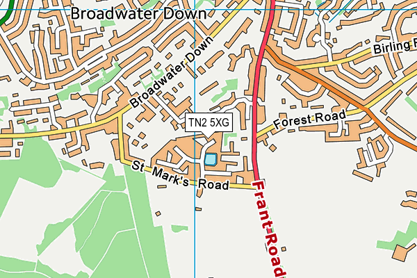 TN2 5XG map - OS VectorMap District (Ordnance Survey)