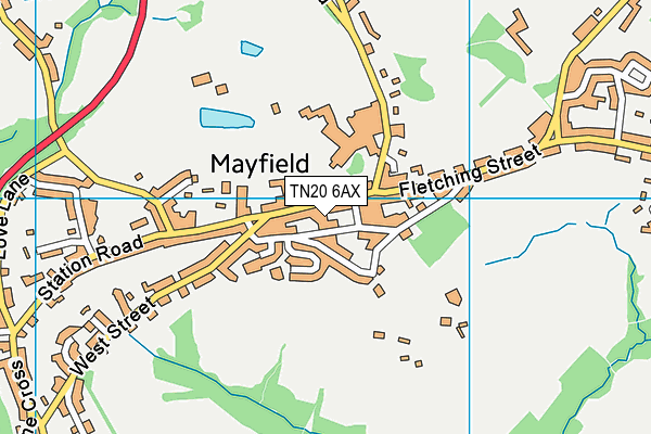 TN20 6AX map - OS VectorMap District (Ordnance Survey)