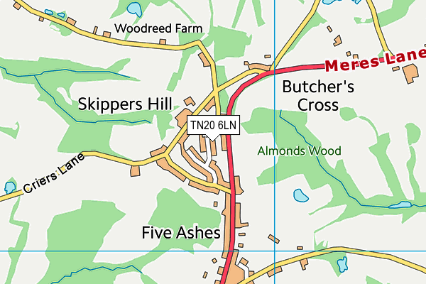 TN20 6LN map - OS VectorMap District (Ordnance Survey)